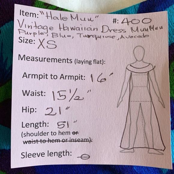 🌺”Hale Muu” Vintage Hawaiian Dress MuuMuu XS - Picture 8 of 8